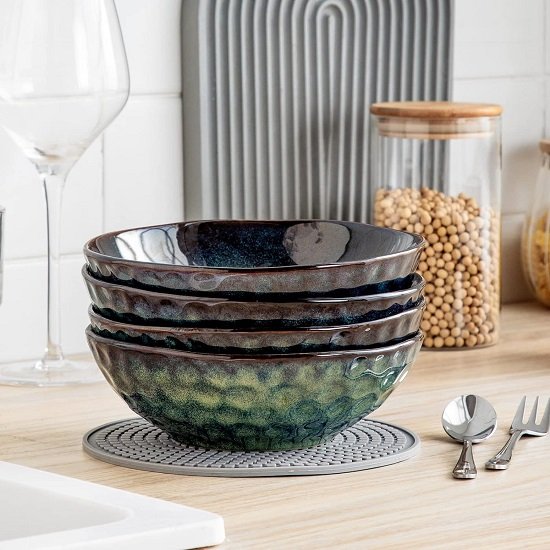 24 oz Grain Bowls, Set of 4 Ceramic Pasta Bowls, Lead-Free Soup Bowls, Dishwasher and Microwave Safe