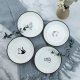 Cute Cartoon Gentleman and Dot Cat Ceramic Seasoning Dishes Sauce Dish Sushi Dipping Bowl Appetizer Plates Tea Bag Holder Serving Dish for Kitchen 5 Inch, Set of 4