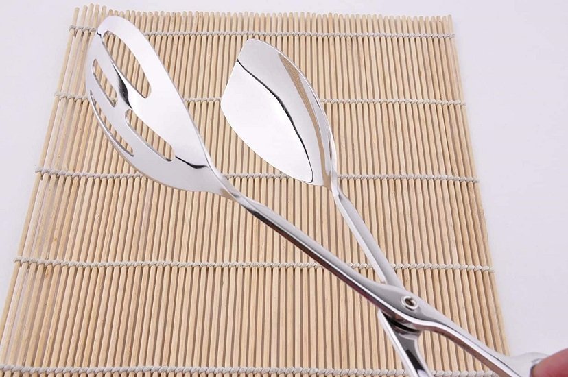 2-PACK Serving Tongs for Buffet Party Catering .Thickening Food Serving Tongs Salad / Cake / Bread Tongs Kitchen Tongs, Stainless Steel