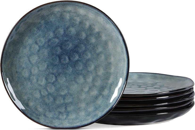 Ceramic Green Dinner Plate Set of 6, 11.4 Inch Stoneware Large Luxury Dinnerware Porcelain, Safe for Kitchen, Oven, Dishwasher, Microwave, Scratch Resistant