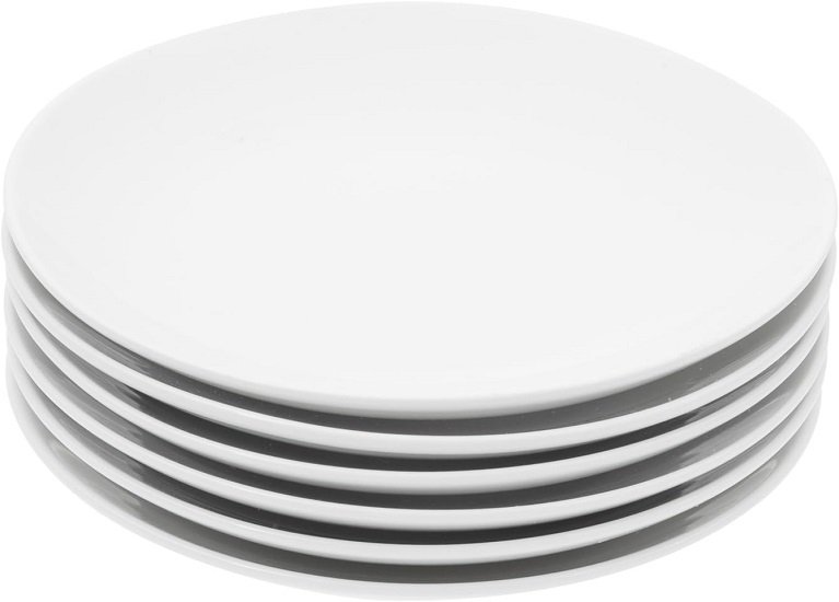 Durable Porcelain 6-Piece Dessert Plate Set, Elegant White Serving Plates (6-inch dessert plates)