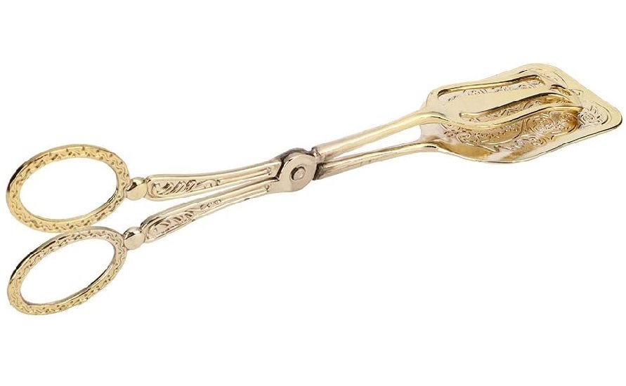 Retro Zinc Alloy Bread Tong Baking Food Clip Kitchen Tool Square Head Bread Tong Cake Tong Food Clip(Gold)