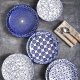 8 inch Porcelain Dinner Plates, Large Size Serving Plate for Salad, Pancakes, Steak, Set of 6, Vintage Blue