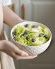 Ceramic Soup Bowls, Cereal Bowl Set of 4 with Assorted Embossment (6.1 inch & 30 oz), Farmhouse Vintage Color Bowls for Kitchen