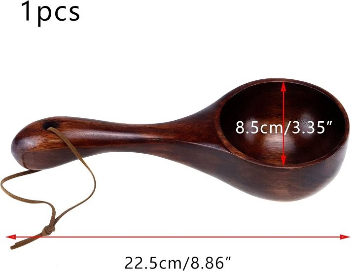 8.86 Inch Solid Kitchen Scoop Ladle Large Wood Spoon Wooden Scoops for Bath Salts, Canisters Flour, Rice, Porridge, Soup (Brown)