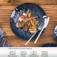 Ceramic Dinner Plate Set, 10.5 Inch, 6-Piece, Round, Microwave, Oven, Dishwasher Safe, For Steak, Pasta, Pizza, Home, Party, Restaurant (Blue)